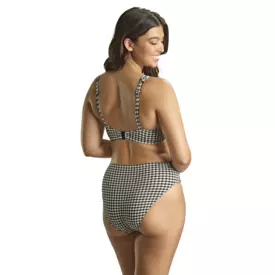 SW1729BGM_PANACHE SWIM GINGHAM MIDI GATHER BRIEF BLACK GINGHAM
