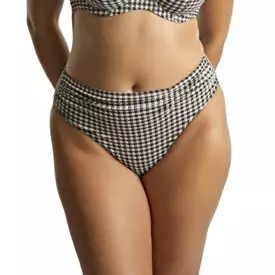 SW1729BGM_PANACHE SWIM GINGHAM MIDI GATHER BRIEF BLACK GINGHAM