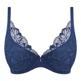 WE601702NOY_WACOAL ABELLIA UW PLUNGE BRA NAVY PEONY