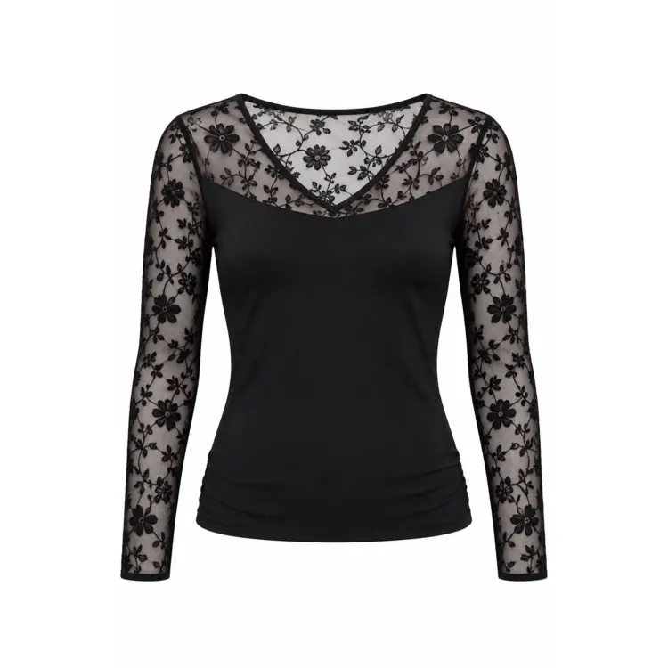 AV77111BLK_AVET 77111 TOP DLOUHÝ RUKÁV BLACK